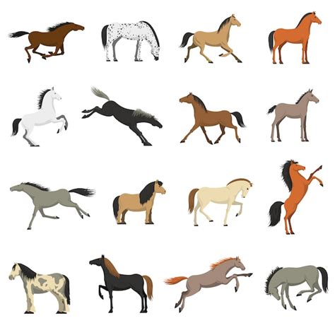 Free Vector | Best Horse Breeds Pictures Icons Set