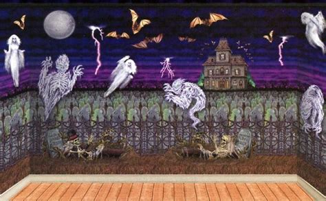 Halloween Graveyard Backdrops Insta-Theme: Party at Lewis Elegant Party Supplies, Plastic ...