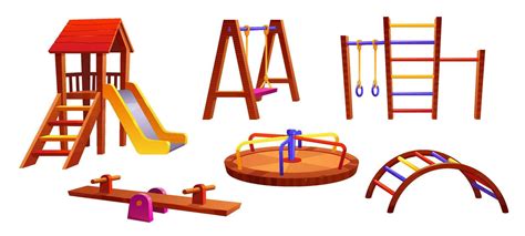 Cartoon playground equipment set 25449321 Vector Art at Vecteezy