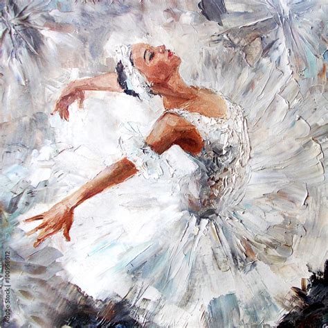 oil painting, girl ballerina. drawn cute ballerina dancing Stock ...