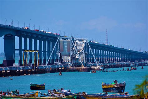 Pamban Bridge in Rameswaram, Pamban Rail Bridge, Pamban Road