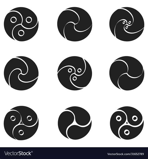 Monochrome set with gankyil tibetan symbol Vector Image