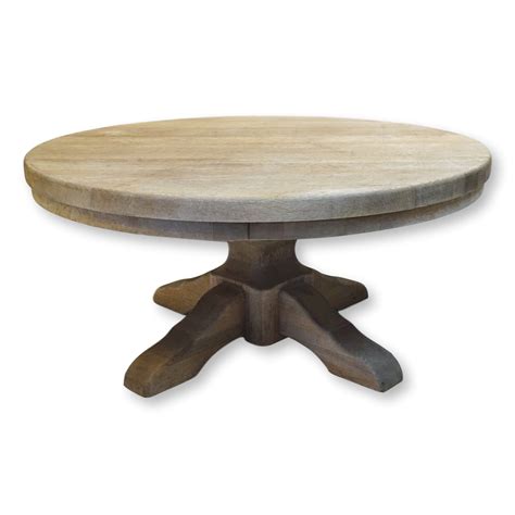 40" Round Wood Pedestal Base Farmhouse Coffee Table with Drawer | Round ...