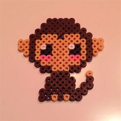 Cute Monkey | Easy perler bead patterns, Hama beads design, Hama beads patterns