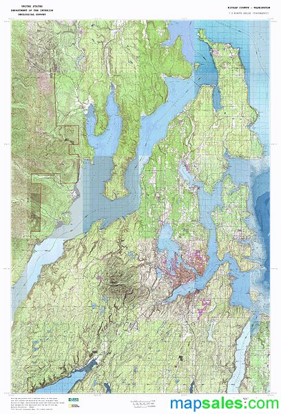 Kitsap County, WA Topo Wall Map by MarketMAPS - MapSales