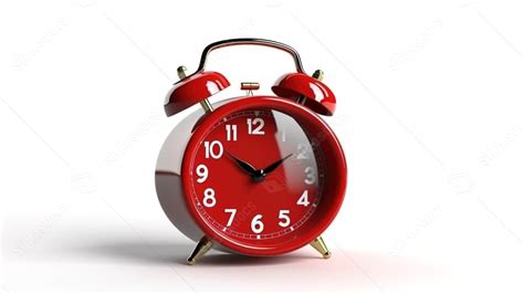 Wake Up Time Symbolized By Red Alarm Clock In 3d Isolated On White Powerpoint Background For ...