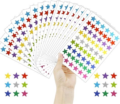 Amazon.com : Small Star Stickers,1620 PCS Rainbow Star Stickers for Kids Reward, 9 Colors Foil ...