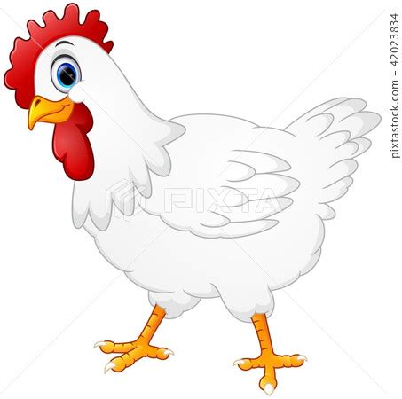 Cute hen cartoon isolated on white background - Stock Illustration [42023834] - PIXTA