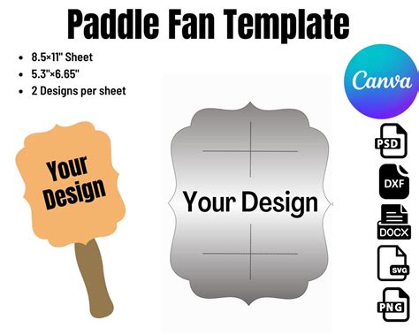 Paddle Fan Template, Canva, PSD, PNG and SVG, Microsoft Word Doc Formats, 8.5x11 Sheet ...