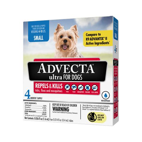 Advecta Ultra Flea & Tick Topical Treatment, Flea & Tick Control for Small Dogs, 4 Monthly Doses ...