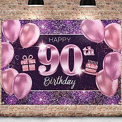PAKBOOM Happy 90th Birthday Banner Backdrop - 90 Birthday Party Decorations Supplies for Women ...