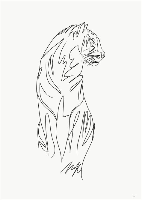 @nataliemkim art #onelinetattoo tiger one line drawing, graphic design, tattoo idea | Line art ...