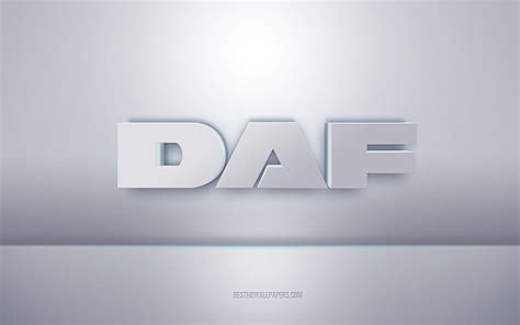 DAF 3d white logo, gray background, DAF logo, creative 3d art, DAF, 3d ...