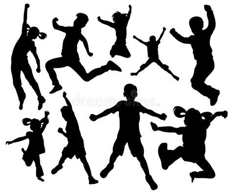 Jumping Kids Silhouette Stock Illustrations – 1,811 Jumping Kids ...