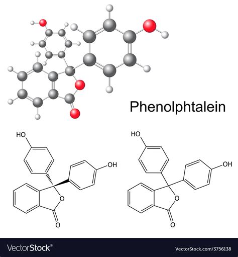 Phenolphthalein molecule - structural formula Vector Image