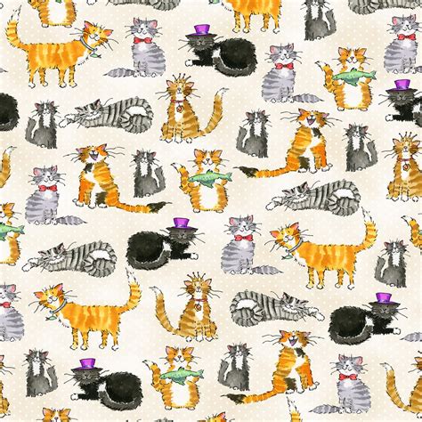 Cat Fabric FLANNEL Comfy Flannel Cats Beige Double Brushed | Etsy