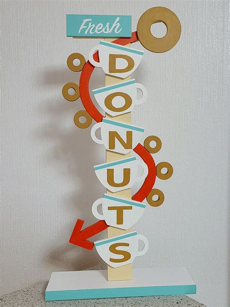 Donut Shop, Retro hand painted mini sign. Vintage Diner sign