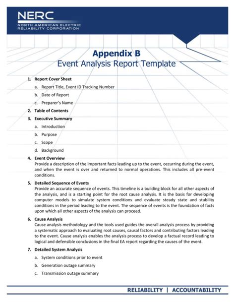 Appendix B - Event Analysis Report Template