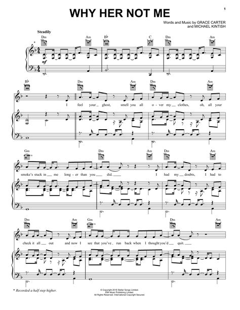 Why Her Not Me Sheet Music | Grace Carter | Piano, Vocal & Guitar Chords (Right-Hand Melody)