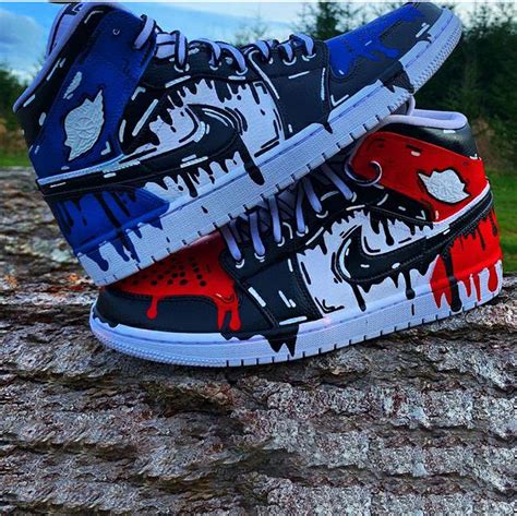 Custom Air Jordan 1 Cartoon Drip Black Red – Lilaccustom