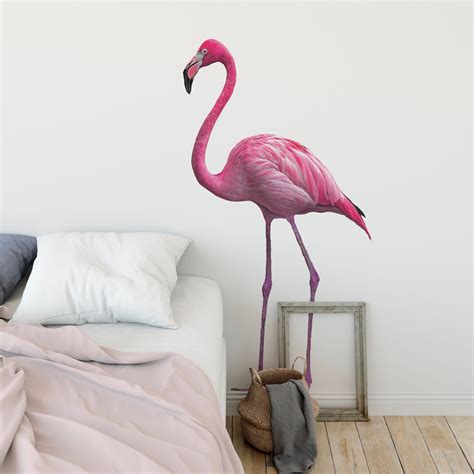 Pink Flamingo Decal, Fabric Repositionable Tropical Flamingo Wall Decals, Large is Life-size ...