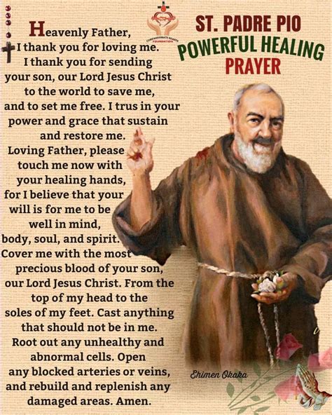 St. Padre Pio Powerful Healing Prayer | Prayers for healing, Prayers, Catholic saints prayers