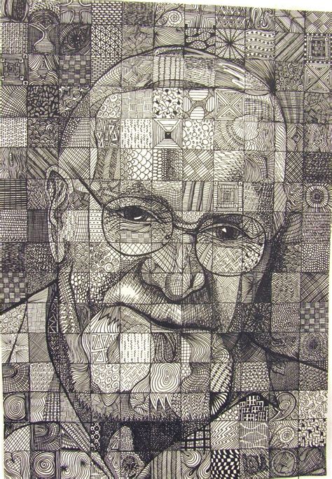 Slikovni rezultat za Chuck Close Inspired Grid Drawing Zentangle Art ...