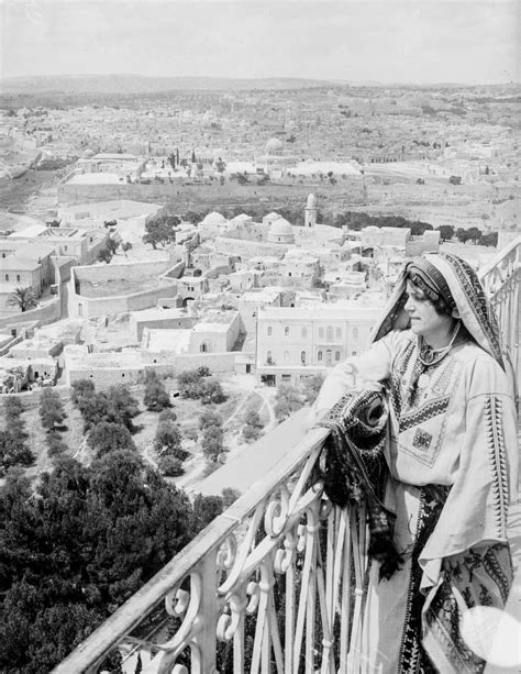 Looking towards Jerusalem and the Temple Mount from the Mount of Olives in 1918. Palestine ...