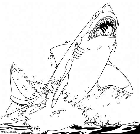 Great White Shark Jumps coloring page