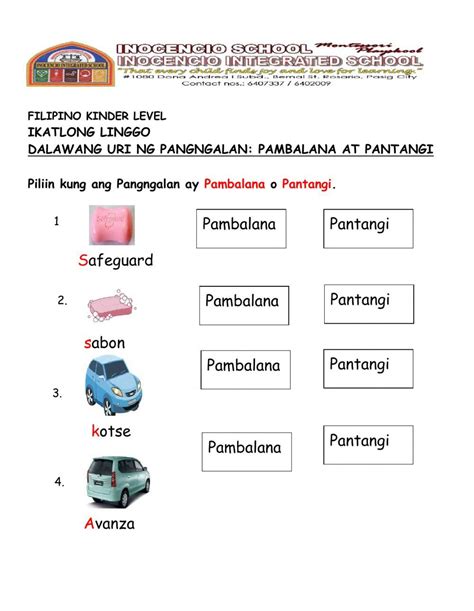 Filipino Wk 3(Pambalana at Pantangi) online exercise for | Live Worksheets