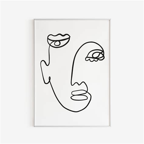 Arte de línea abstracta dibujo de cara abstracta una línea - Etsy España