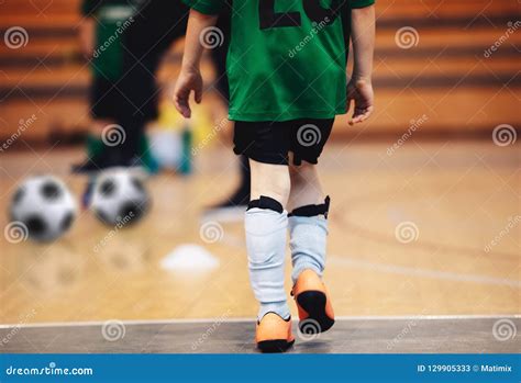 Kids Futsal Training. Indoor Soccer Players Training with Balls Stock Image - Image of child ...