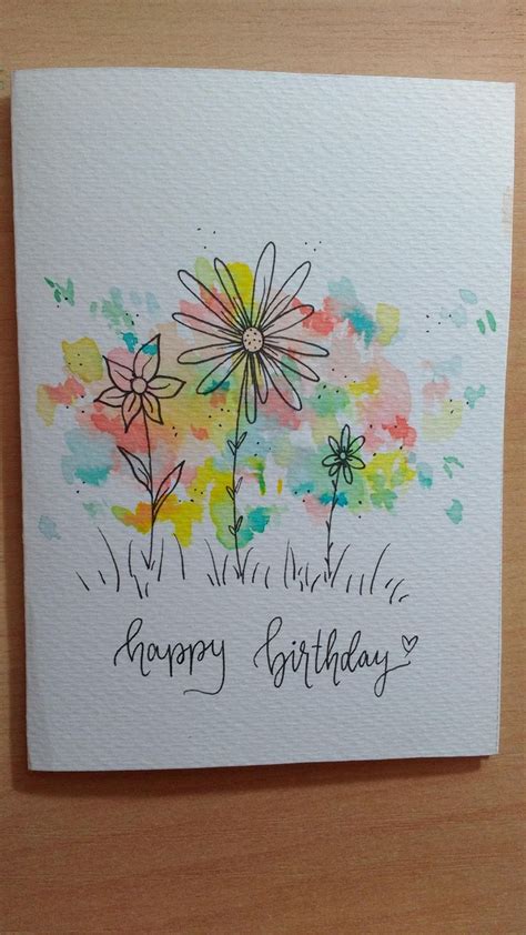 Bright Watercolour Flower Birthday Card | Watercolor birthday cards ...