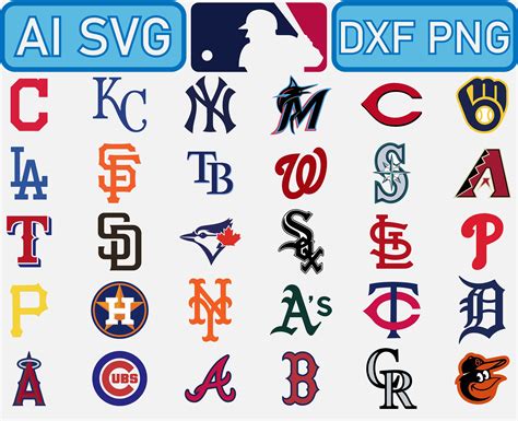 Major League Baseball all 30 teams MLB Logo Vector Bundle AI | Etsy