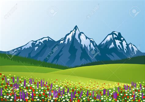 mountain with flowers clipart - Clip Art Library