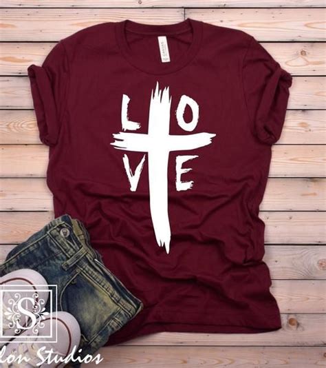 Love Christian Cross Shirt | Christian shirts designs, Cross shirts ...