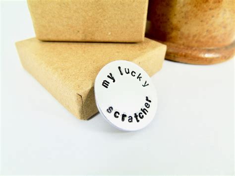 Lucky Lotto Card Scratcher Hand Stamped Good Luck Charm Token