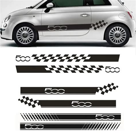 Automobile FOR FIAT 500 DECALS Side Stripe Sticker Abarth Racing Graphic Vinyl Car Stickers da ...