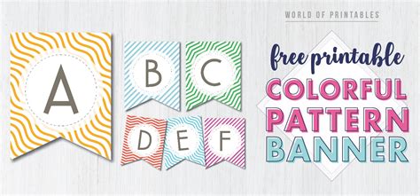 Free Printable Colorful Striped Pattern Banner Letters - World of ...