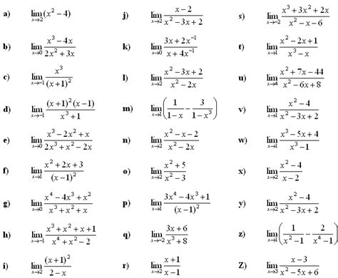 Limits Calculus Worksheet