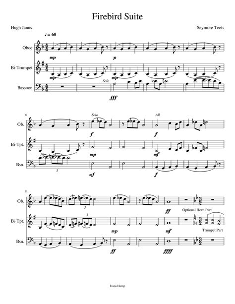 Firebird Suite Berceuse sheet music for Oboe, Trumpet, Bassoon download free in PDF or MIDI