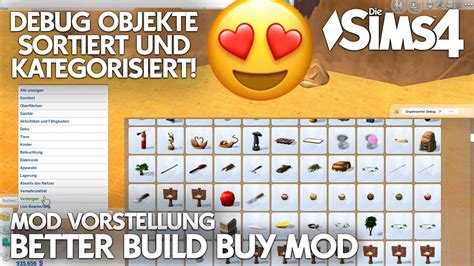 Die Sims 4 Better Build Buy Mod 😍 Debug Objekte sortiert und kategorisiert im Kauf- und Bau ...