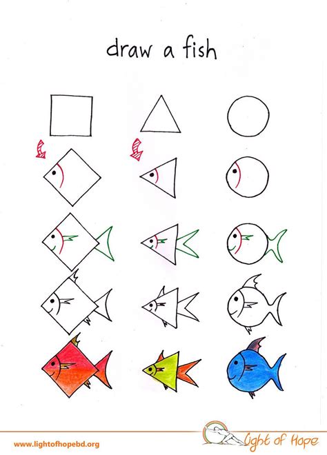 Draw A Fish | Basic drawing for kids, Drawing lessons for kids, Drawing for kids