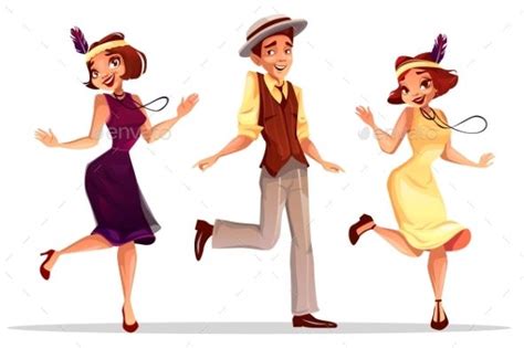 Jazz Dancers Man and Women Vector Illustration | Black and white background, Dancer