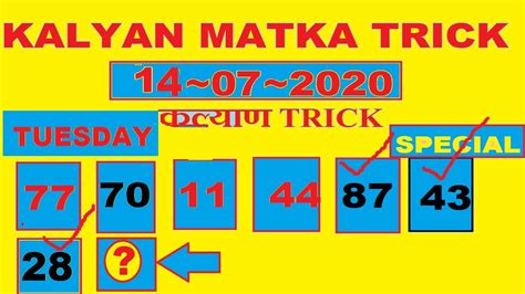 KALYAN MATKA 14~07~2020 THREE STRONG NUMBER TABLE CHART TRICK KALYAN SATTA MATKA 14~07~2020 ...