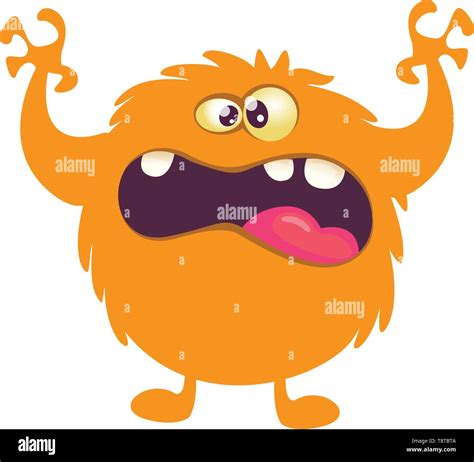 Scary cartoon monster. Vector orange monster illustration Stock Vector Image & Art - Alamy