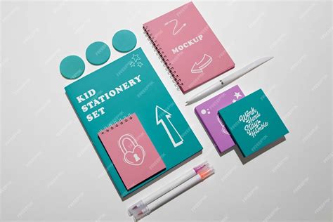 Premium PSD | Collection of stationery products for children