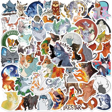 Buy Warriors Cats Furry Stickers 52PCS Book Graffiti Waterproof Vinyl Stickers Decals for Kids ...