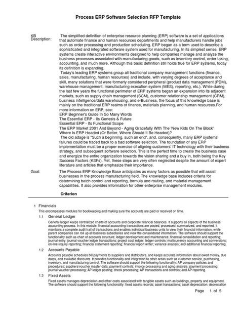 ERP Evaluation Template.pdf | Enterprise Resource Planning | Payroll ...