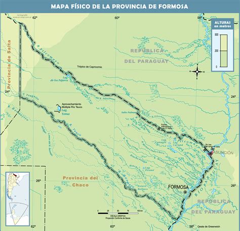 Physical map of the Province of Formosa, Argentina | Gifex